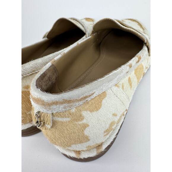Sam Edelman Women’s Birch Penny Loafers 7.5 Ivory Brahma Calf Hair Cow Print - Picture 5 of 11
